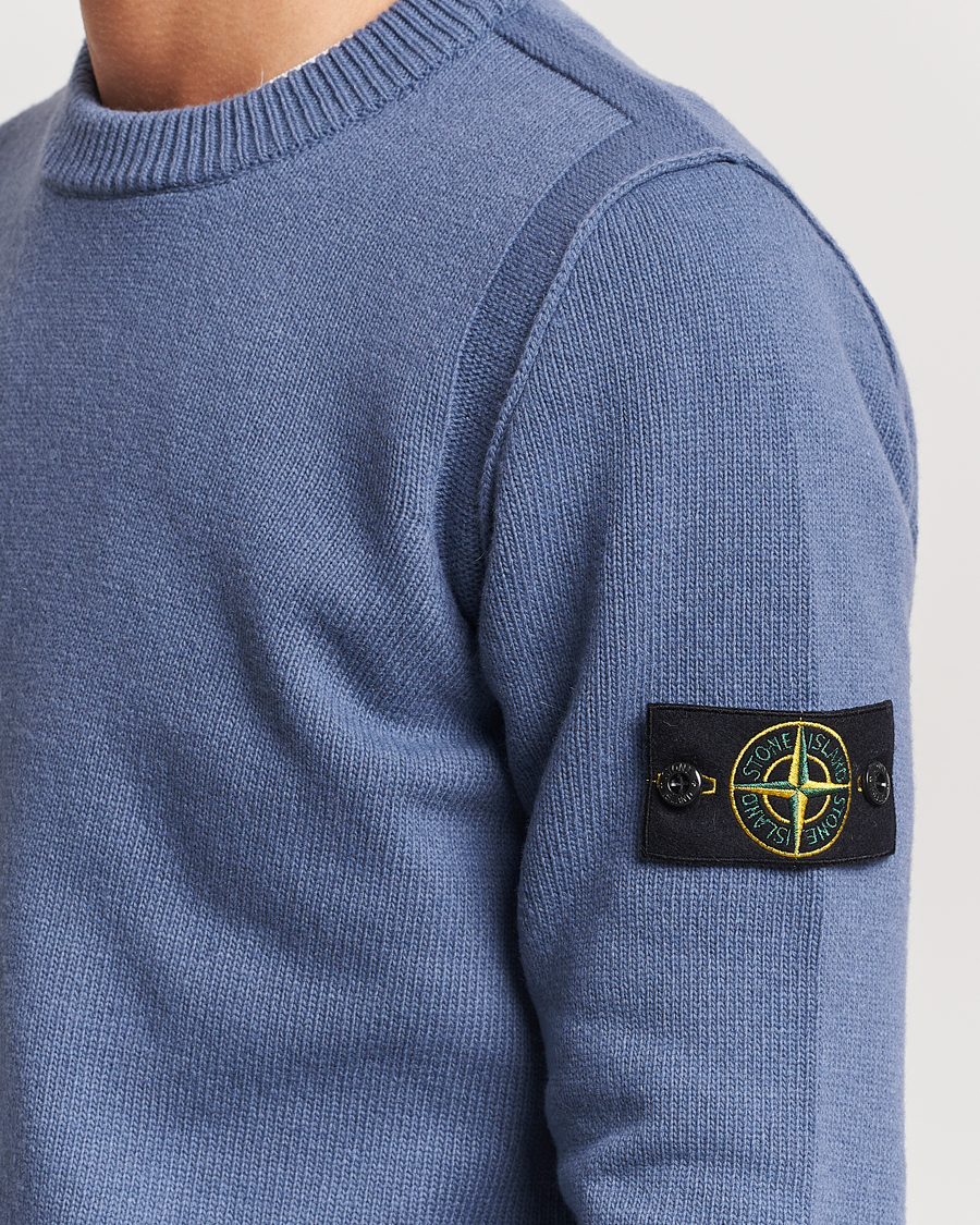 Herren | Pullover | Stone Island | Knitted Lambwool Sweater Mid Blue