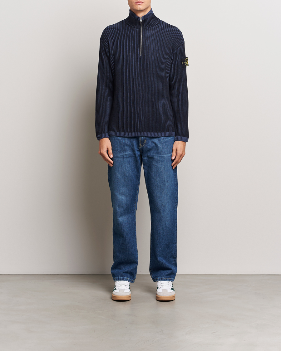 Herren | Pullover | Stone Island | Full Rib Wool Half Zip Navy Blue