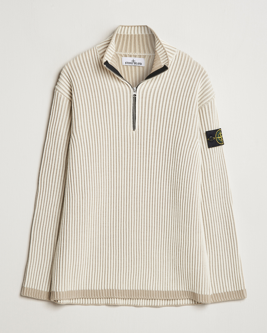 Herren | Pullover | Stone Island | Full Rib Wool Half Zip Natural