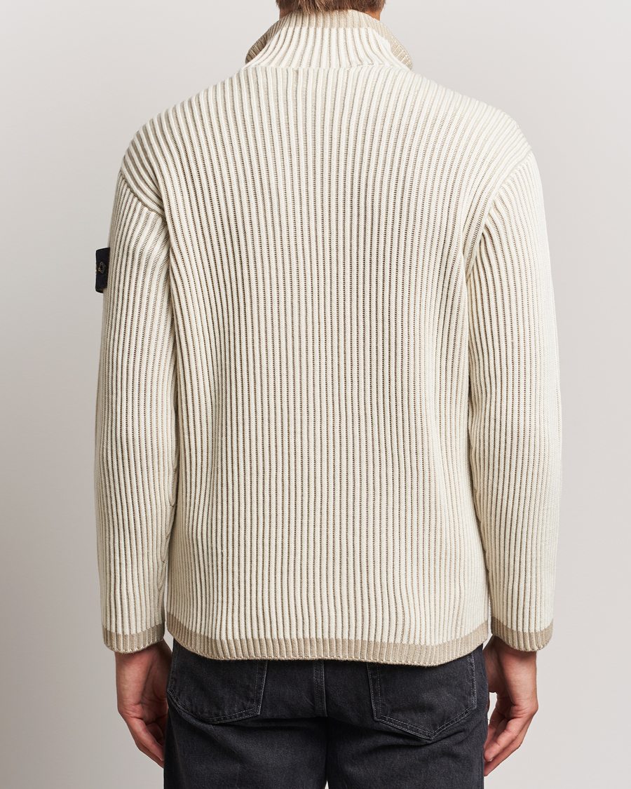 Herren | Pullover | Stone Island | Full Rib Wool Half Zip Natural