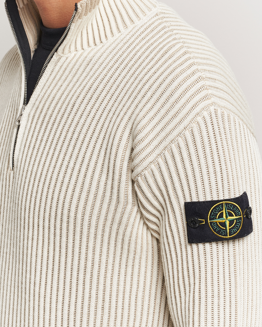 Herren | Pullover | Stone Island | Full Rib Wool Half Zip Natural
