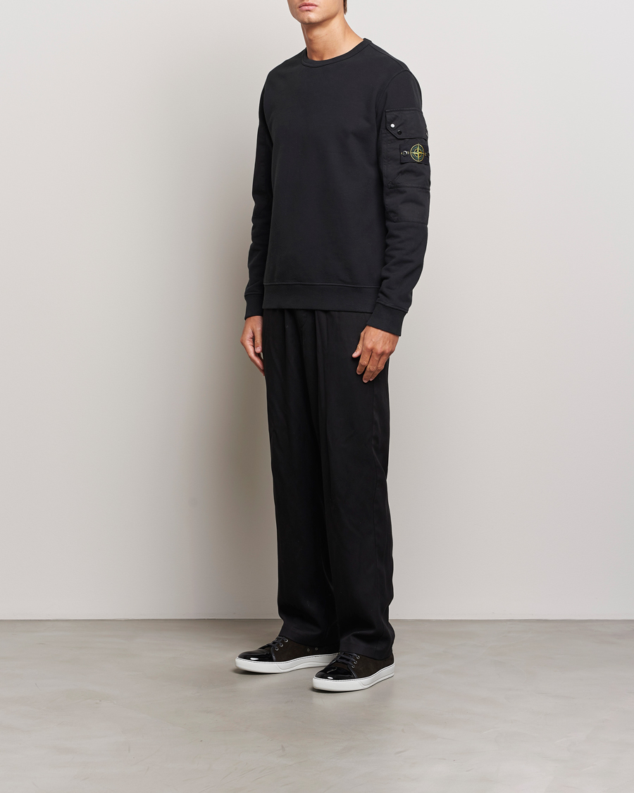 Herren | Pullover | Stone Island | Brushed Cotton Fleece Sweatshirt Black