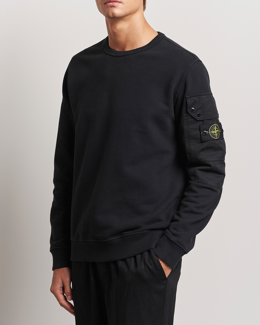 Herren | Pullover | Stone Island | Brushed Cotton Fleece Sweatshirt Black