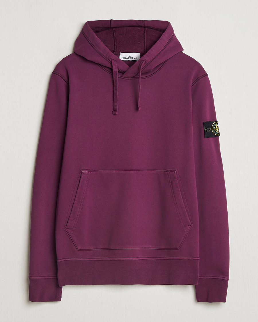 Herren | Pullover | Stone Island | Garment Dyed Fleece Hood Burgundy