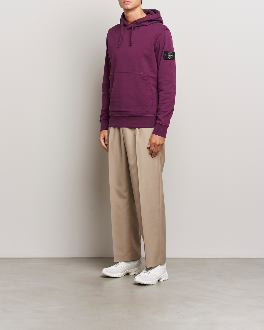 Herren | Pullover | Stone Island | Garment Dyed Fleece Hood Burgundy