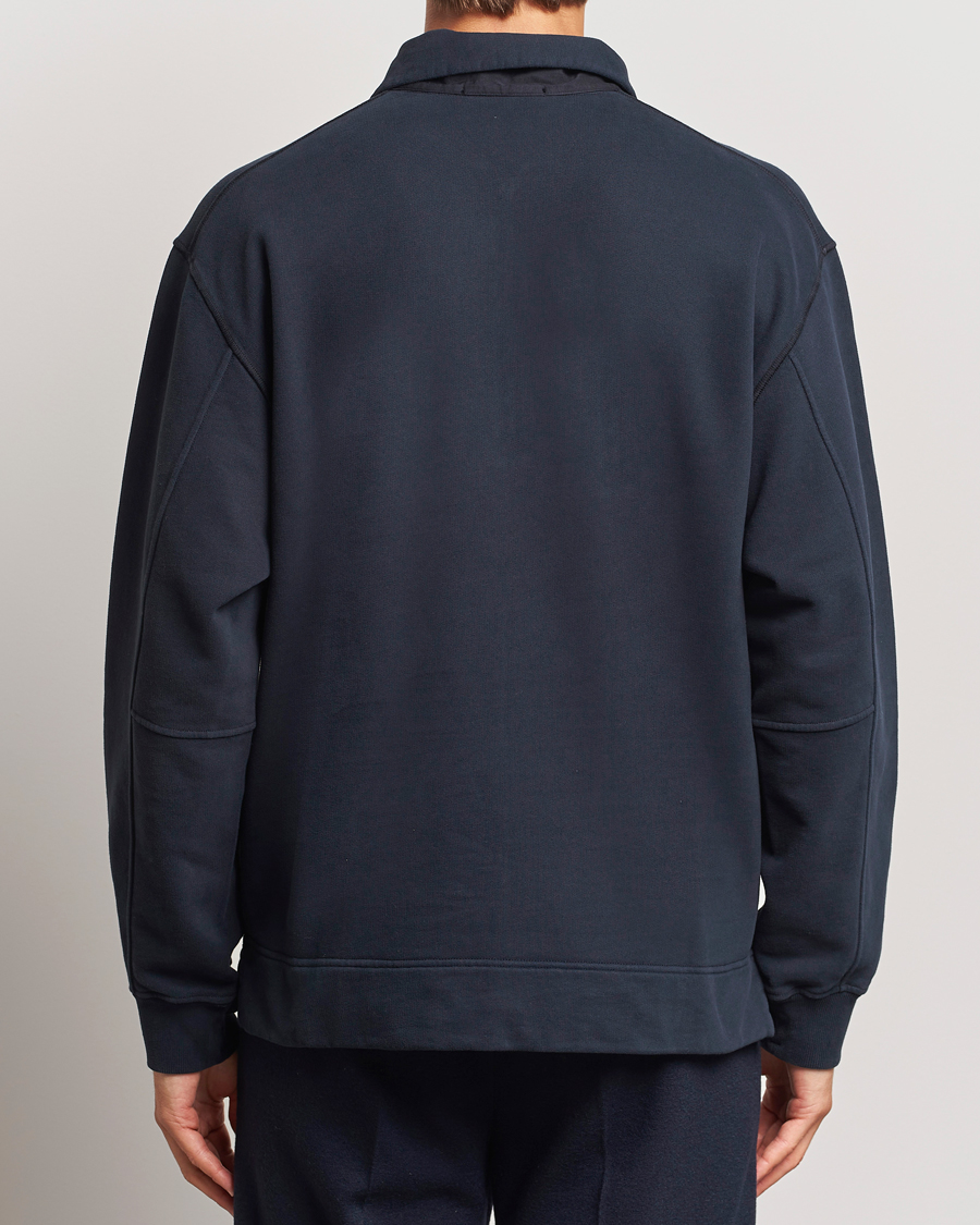 Herren | Pullover | Stone Island | Garment Dyed Fleece Zip Polo Navy Blue