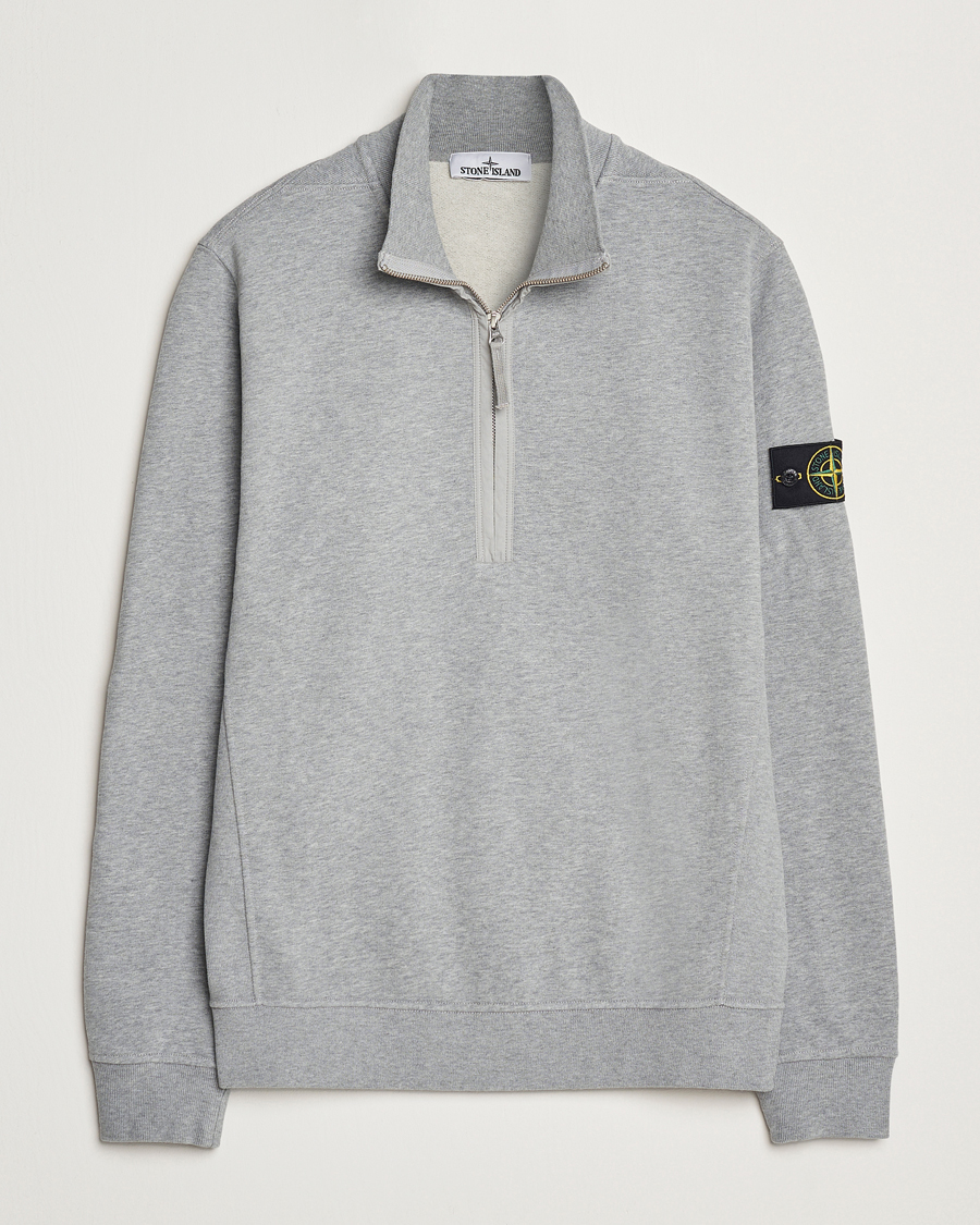 Herren | Pullover | Stone Island | Garment Dyed Fleece Half Zip Melange Grey