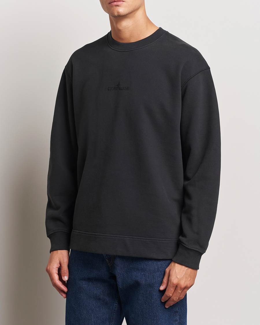Herren | Pullover | Stone Island | Garment Dyed Fleece Logo Sweatshirt Black