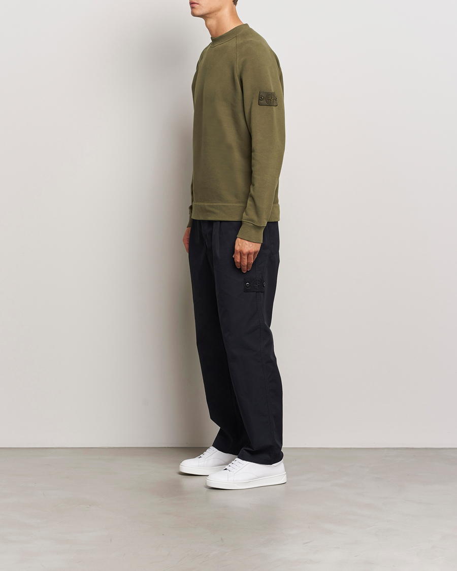 Herren | Pullover | Stone Island | Ghost Organic Cotton Fleece Sweatshirt Military Green