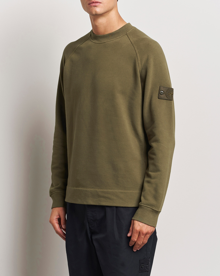 Herren | Pullover | Stone Island | Ghost Organic Cotton Fleece Sweatshirt Military Green