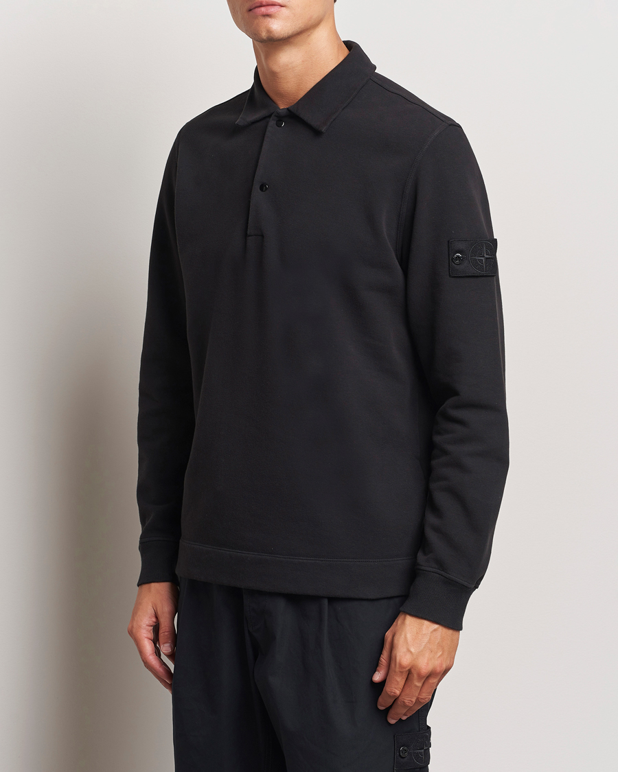 Herren | Pullover | Stone Island | Ghost Organic Cotton Fleece Polo Sweatshirt Black