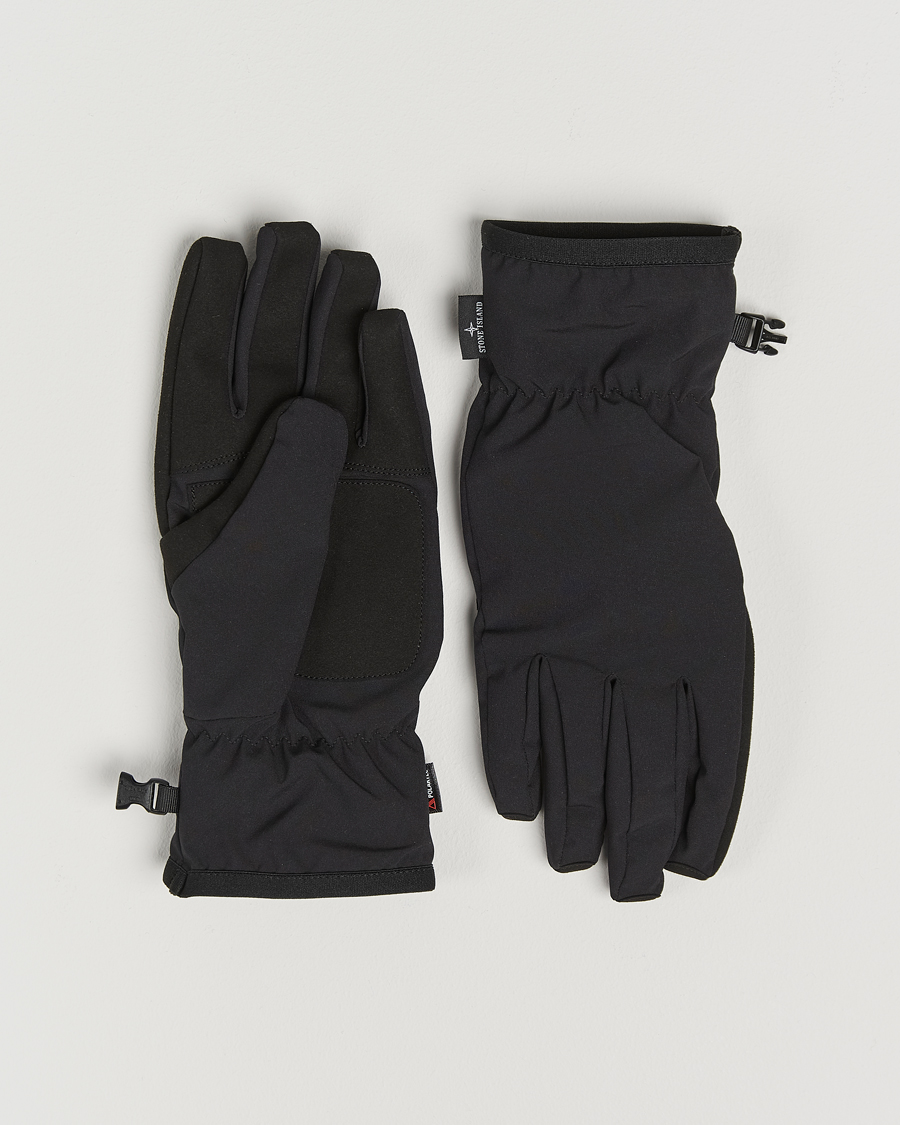 Herren | Stone Island Soft Shell-R_e Recycled Gloves Black | Stone Island | Soft Shell-R_e Recycled Gloves Black