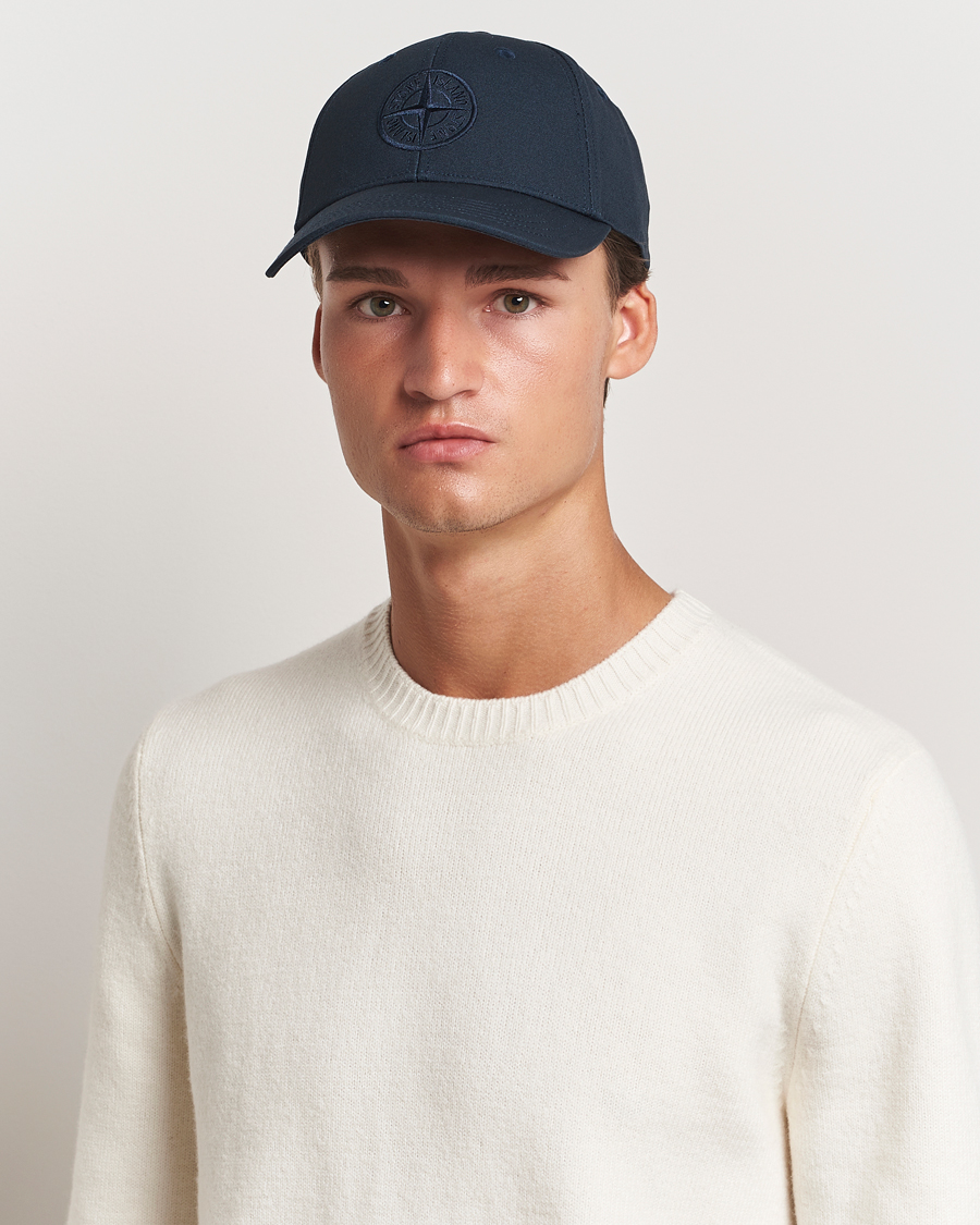 Herren | Stone Island Cotton Rep Logo Cap Navy Blue | Stone Island | Cotton Rep Logo Cap Navy Blue