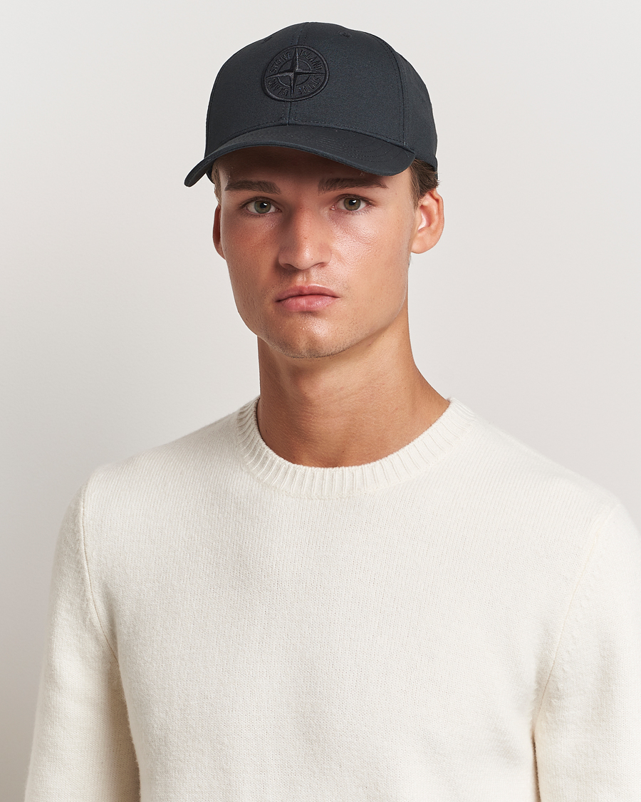 Herren | Stone Island Cotton Rep Logo Cap Black | Stone Island | Cotton Rep Logo Cap Black