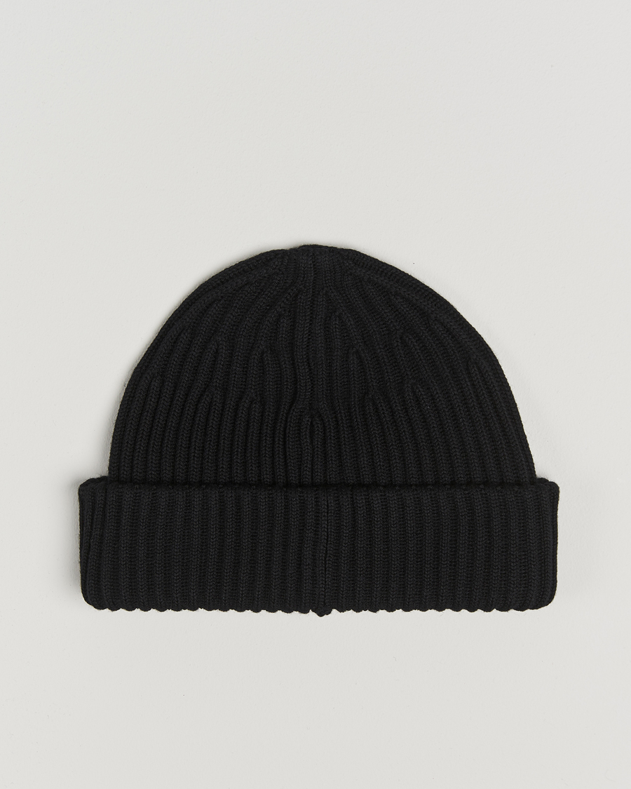 Herren | Stone Island Full Rib Wool Beanie Black | Stone Island | Full Rib Wool Beanie Black
