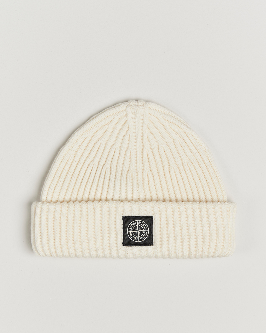 Herren | Stone Island Full Rib Wool Beanie Natural | Stone Island | Full Rib Wool Beanie Natural