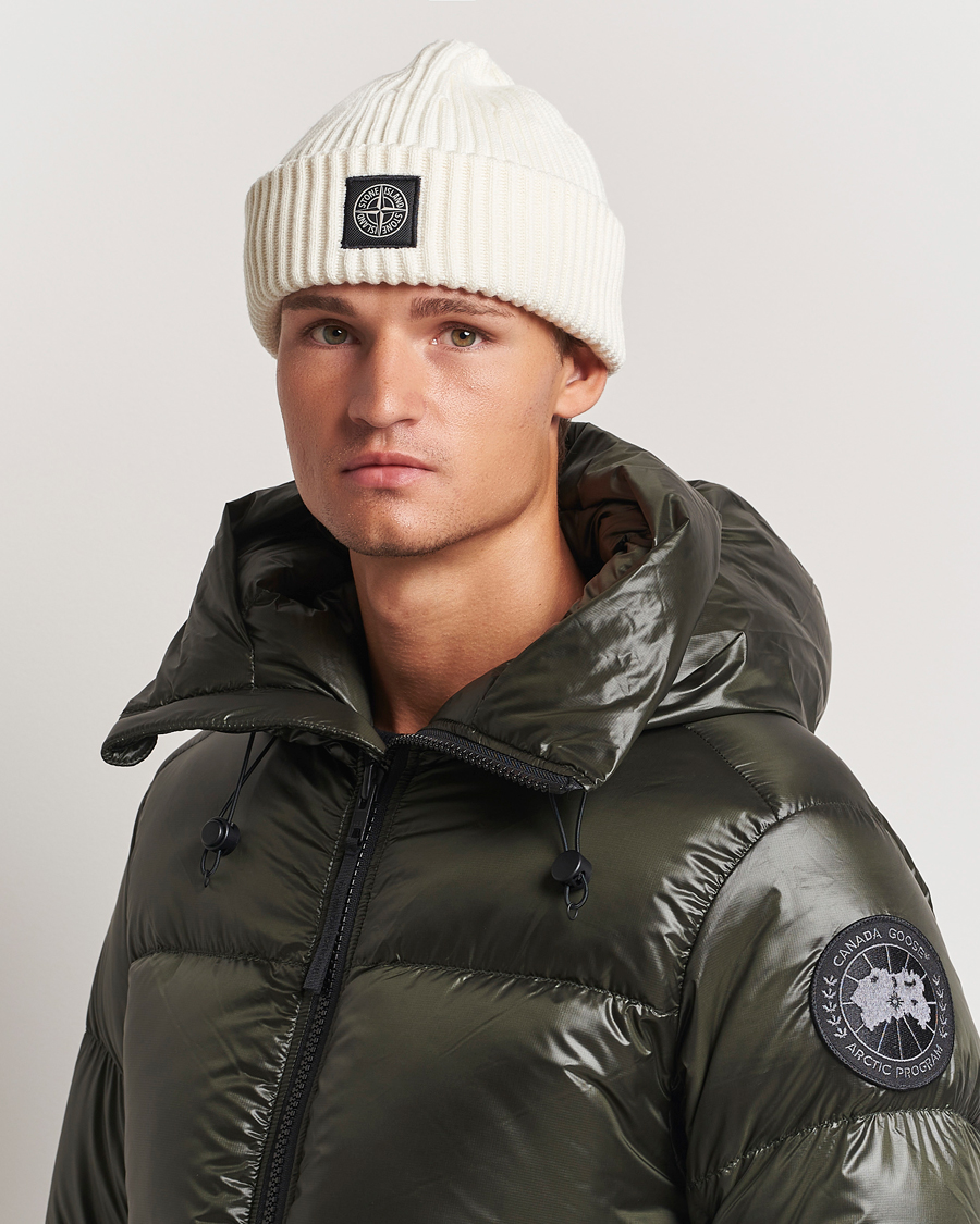 Herren | Stone Island Full Rib Wool Beanie Natural | Stone Island | Full Rib Wool Beanie Natural