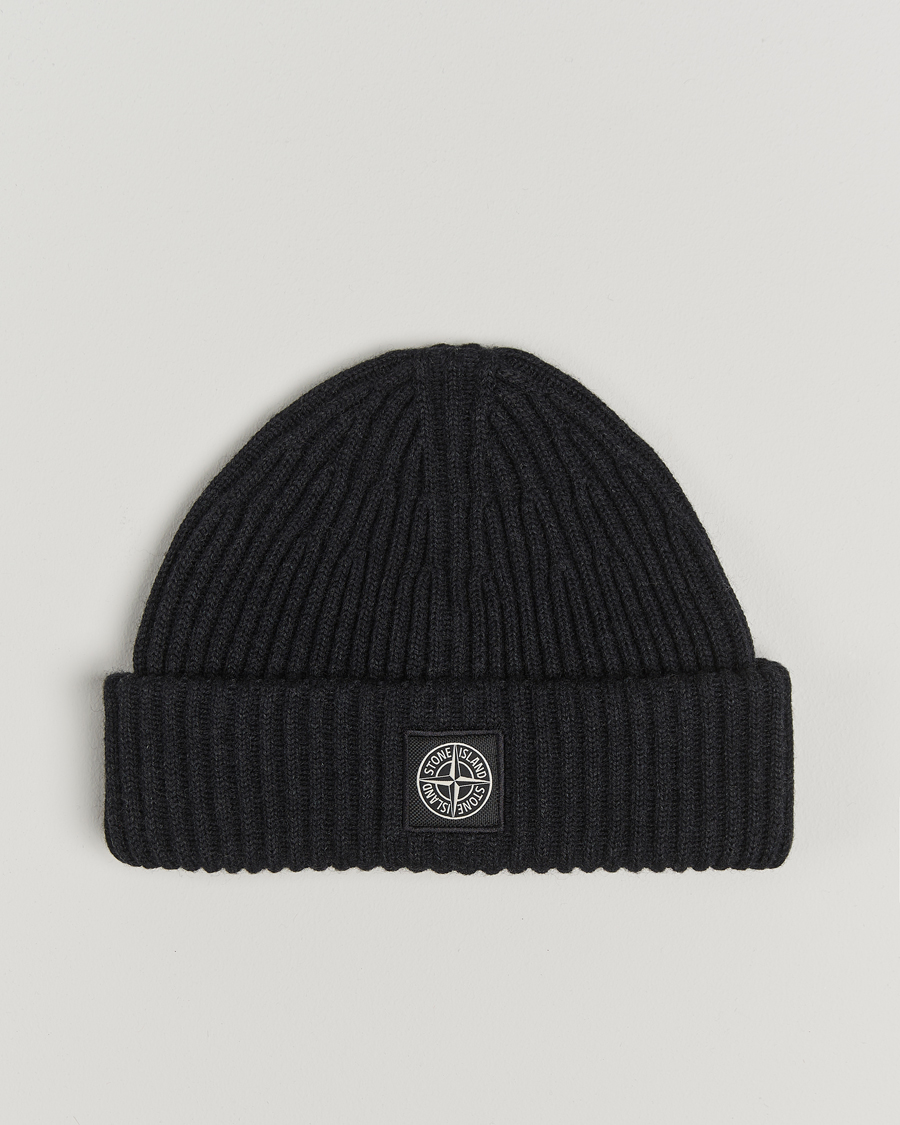 Herren | Stone Island Full Rib Wool Beanie Melange Charcoal | Stone Island | Full Rib Wool Beanie Melange Charcoal