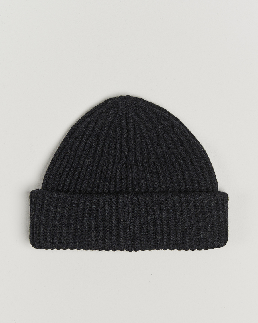Herren | Stone Island Full Rib Wool Beanie Melange Charcoal | Stone Island | Full Rib Wool Beanie Melange Charcoal