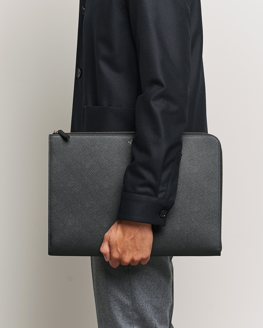 Herren | Taschen | Smythson | Panama Large Laptop Case Black