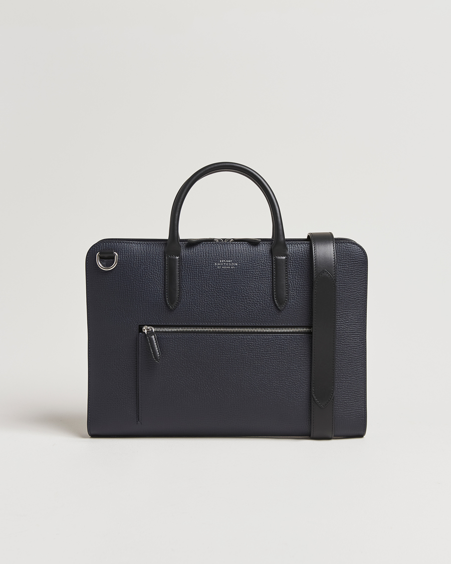 Herren | Taschen | Smythson | Ludlow Ultra Slim Brefcase With Zip Front Navy