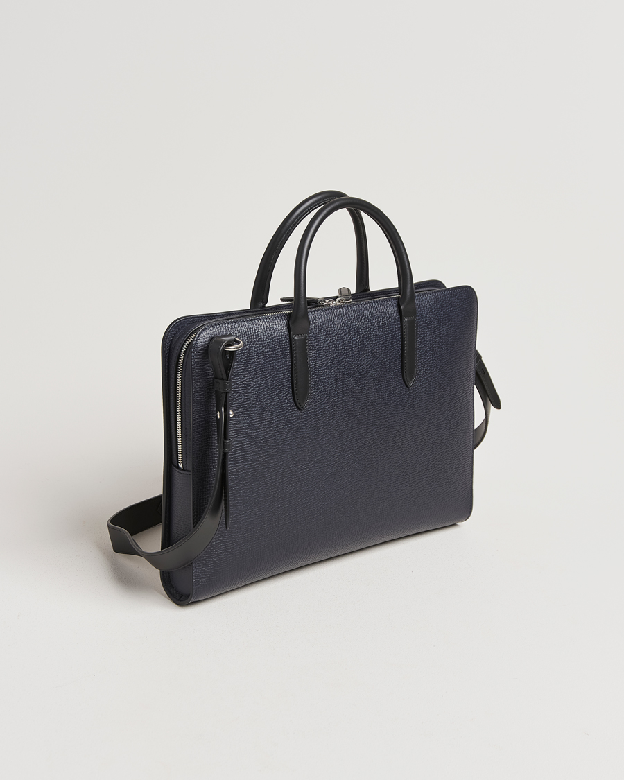 Herren | Taschen | Smythson | Ludlow Ultra Slim Brefcase With Zip Front Navy