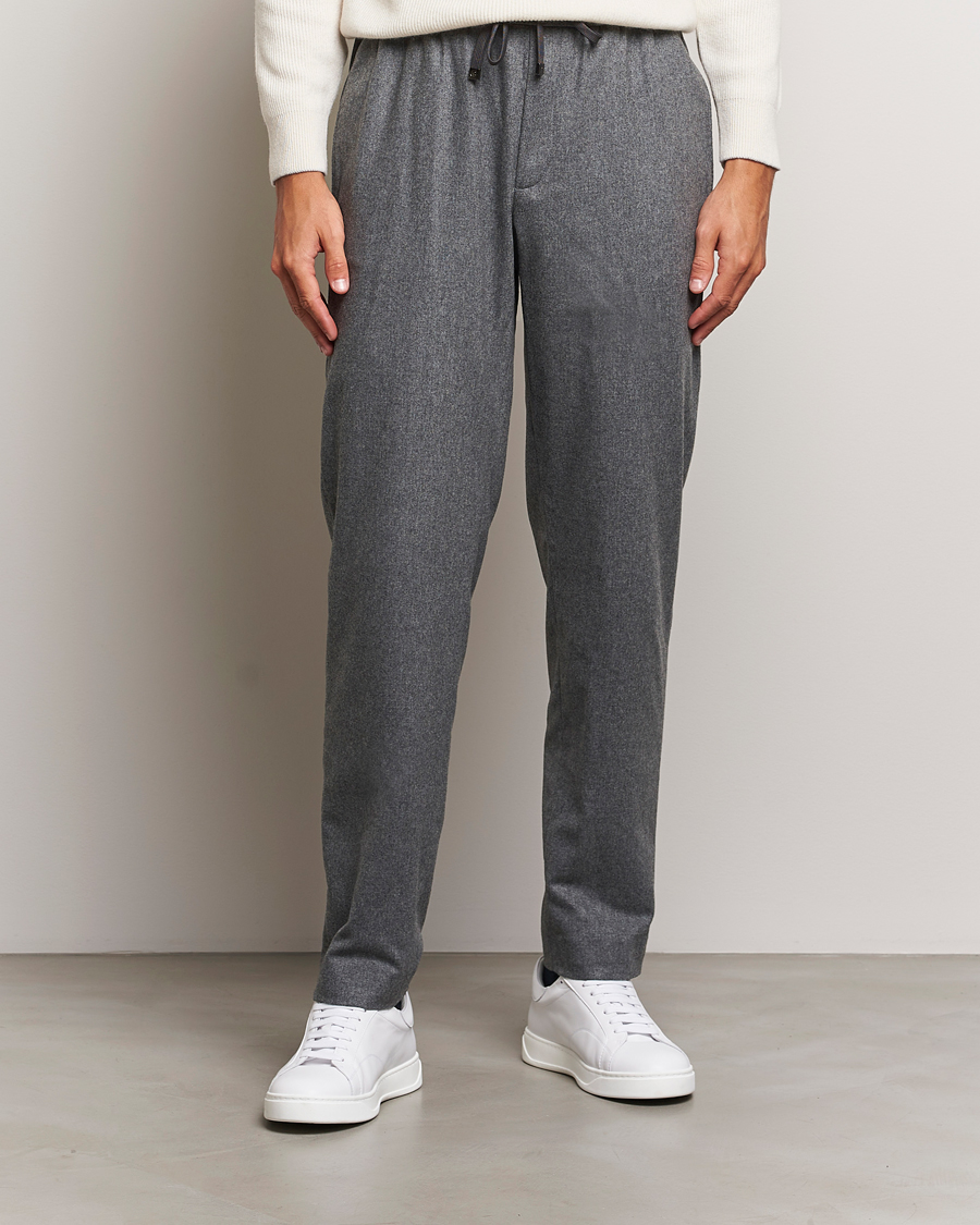 Herren | Hosen | Moncler | Flannel Drawstring Pants Grey Melange
