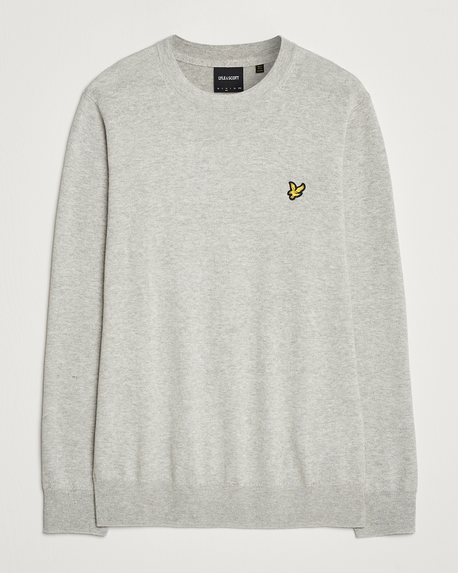 Herren | Pullover | Lyle & Scott | Cotton/Merino Crew Neck Jumper Light Grey Marl