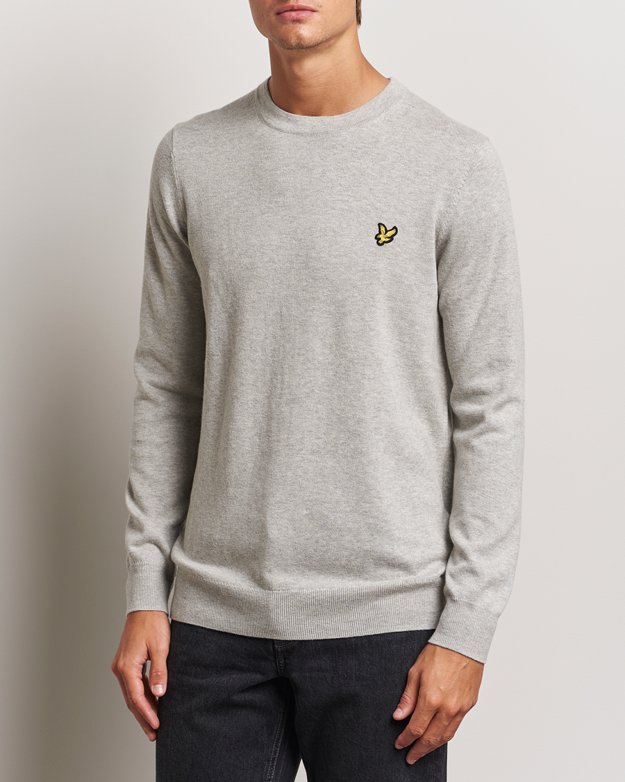 Herren | Pullover | Lyle & Scott | Cotton/Merino Crew Neck Jumper Light Grey Marl