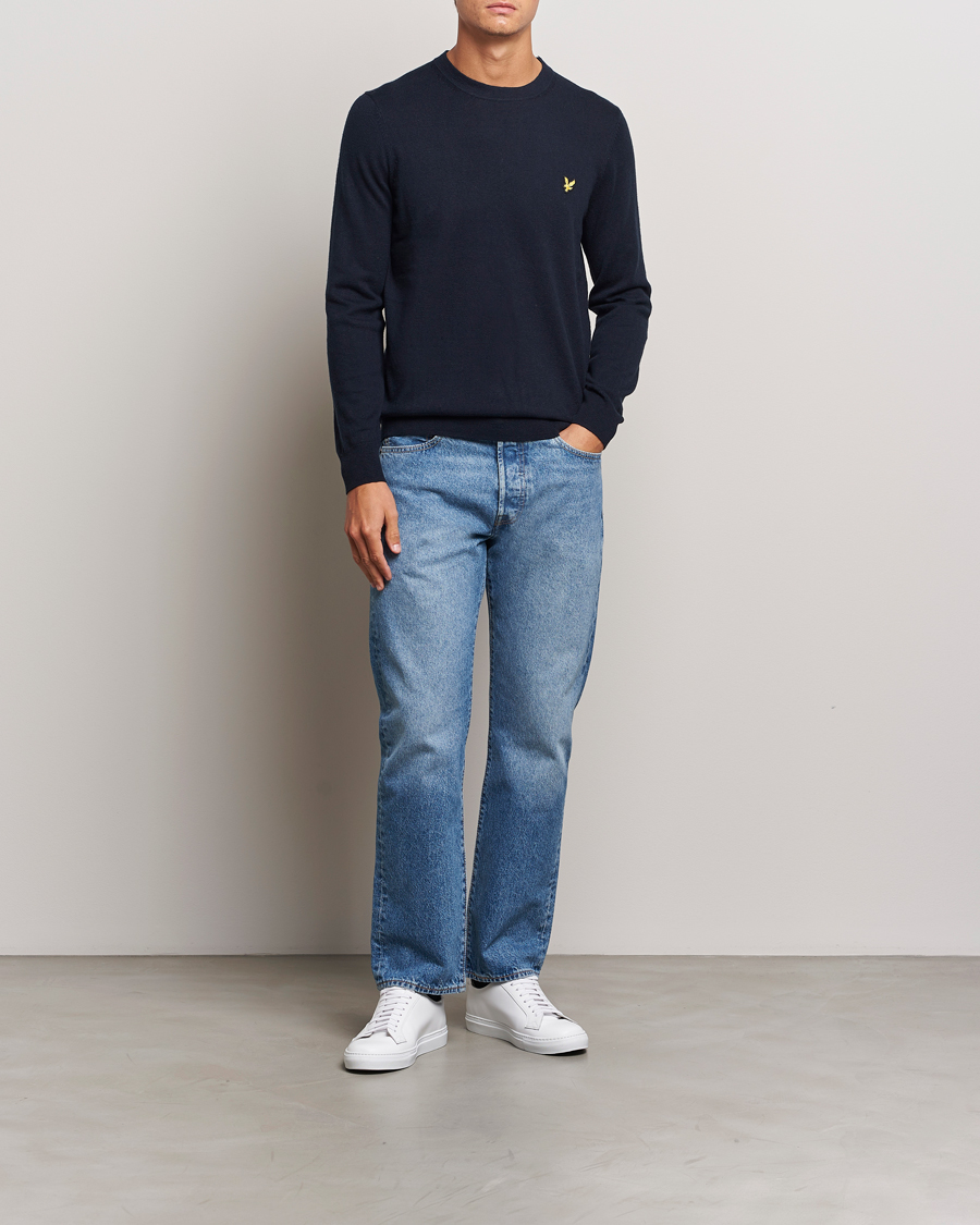 Herren | Pullover | Lyle & Scott | Cotton/Merino Crew Neck Jumper Dark Navy