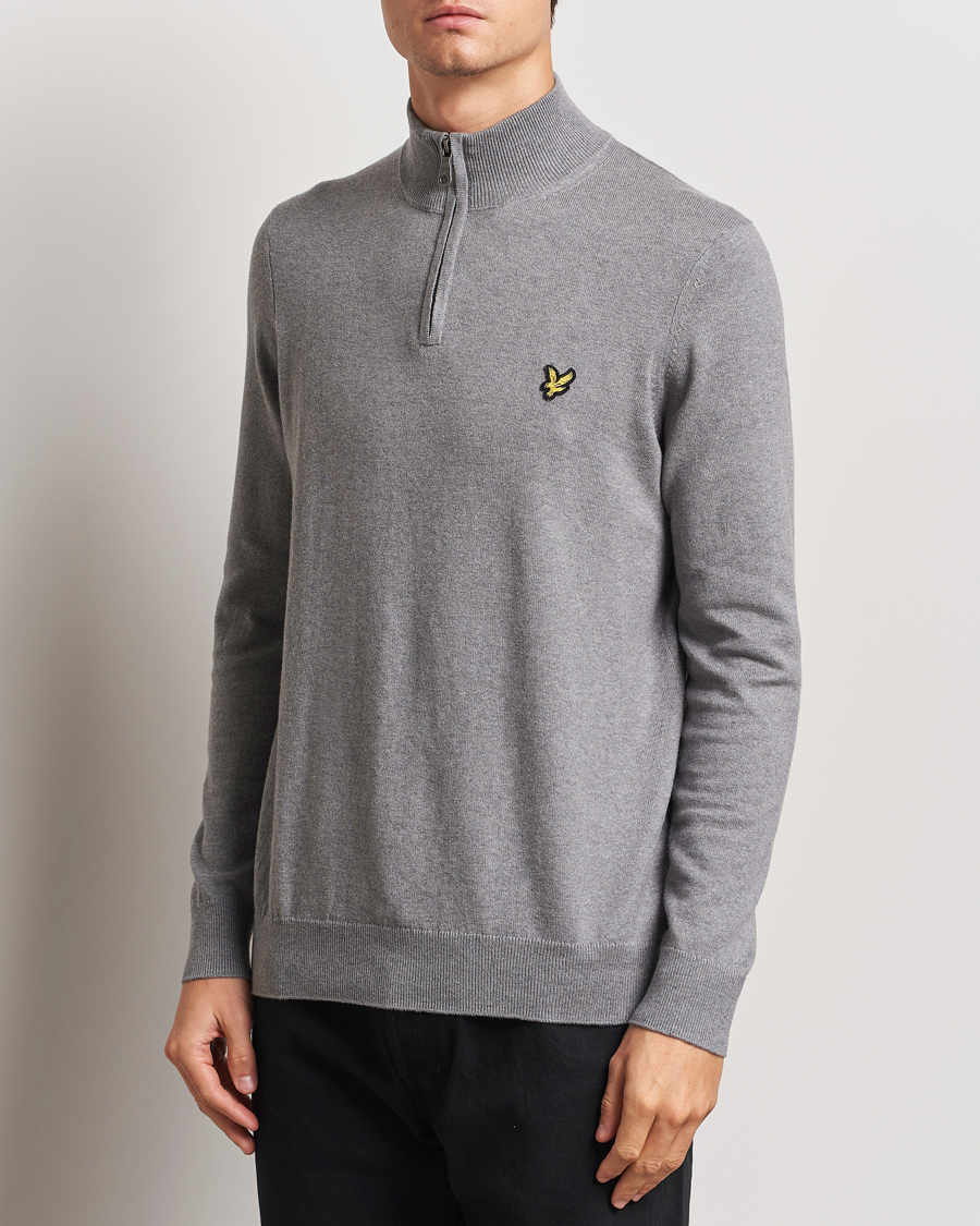 Herren | Pullover | Lyle & Scott | Cotton/Merino Half Zip Mid Grey Marl