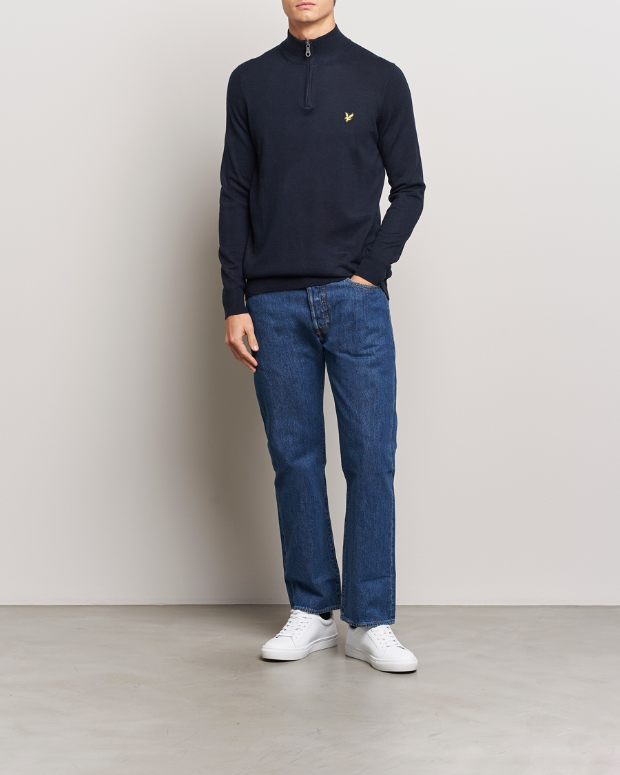 Herren | Pullover | Lyle & Scott | Cotton/Merino Half Zip Dark Navy