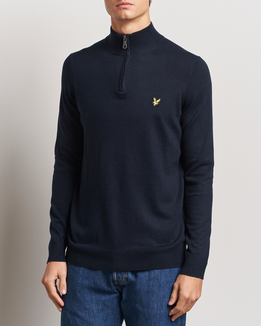 Herren | Pullover | Lyle & Scott | Cotton/Merino Half Zip Dark Navy