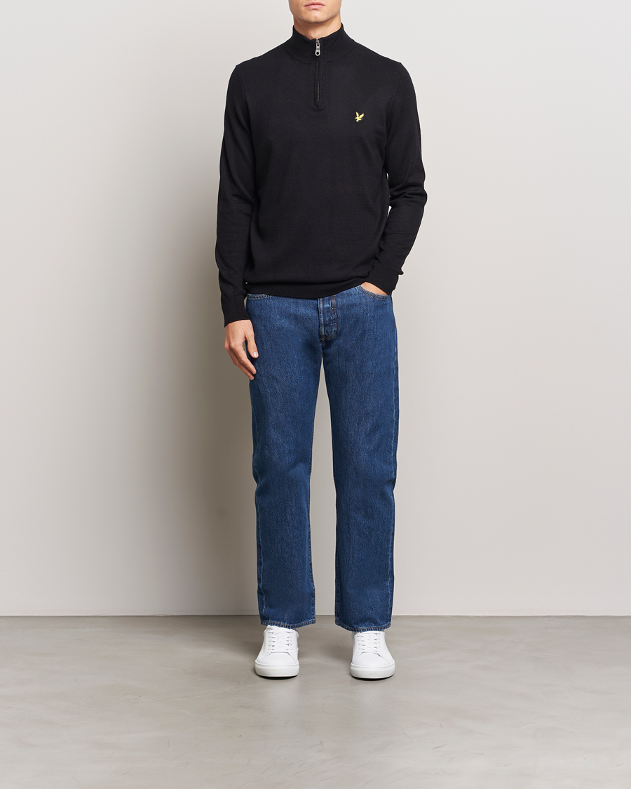 Herren | Pullover | Lyle & Scott | Cotton/Merino Half Zip Jet Black