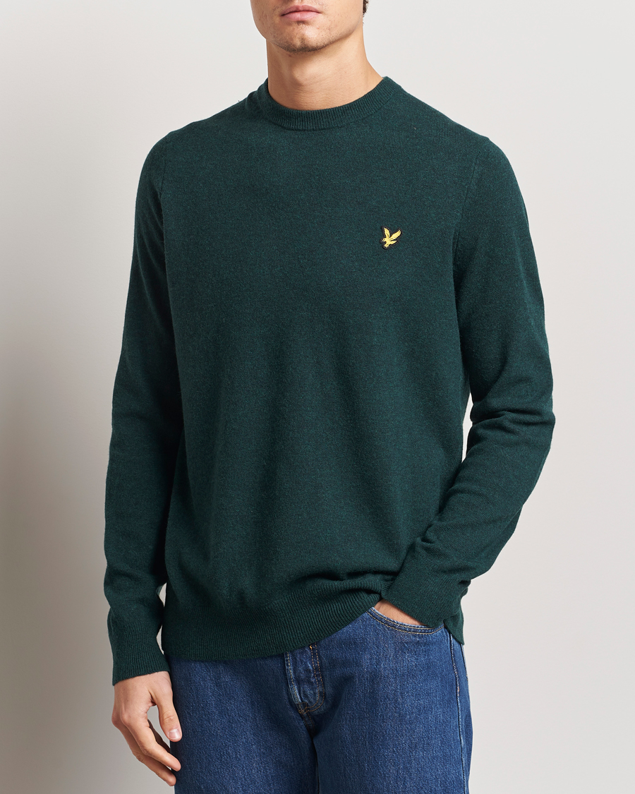 Herren | Pullover | Lyle & Scott | Lambswool Crew Neck Pullover Argyle Teal Marl