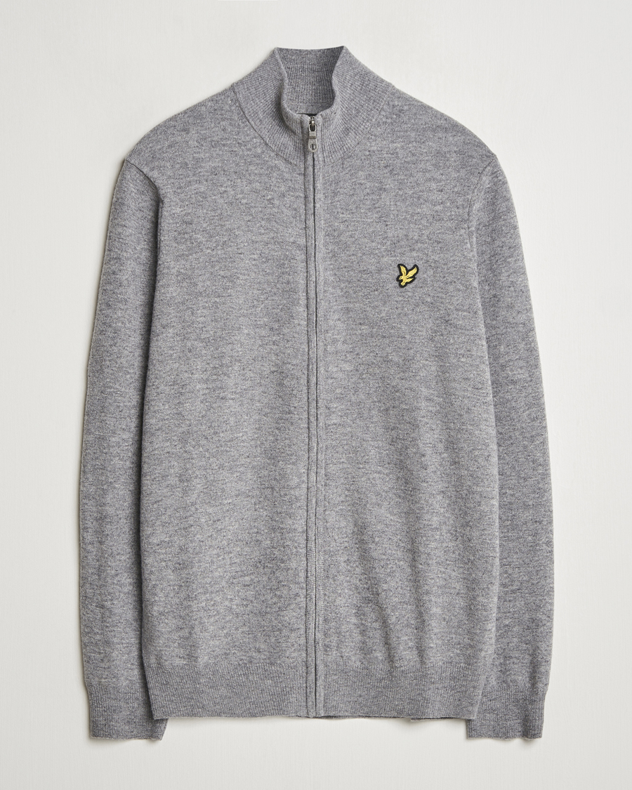 Herren | Pullover | Lyle & Scott | Lambswool Full Zip Mid Grey Marl