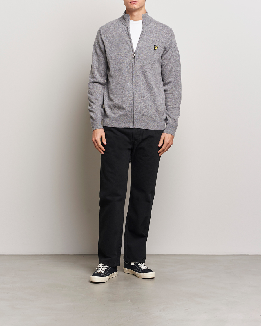 Herren | Pullover | Lyle & Scott | Lambswool Full Zip Mid Grey Marl