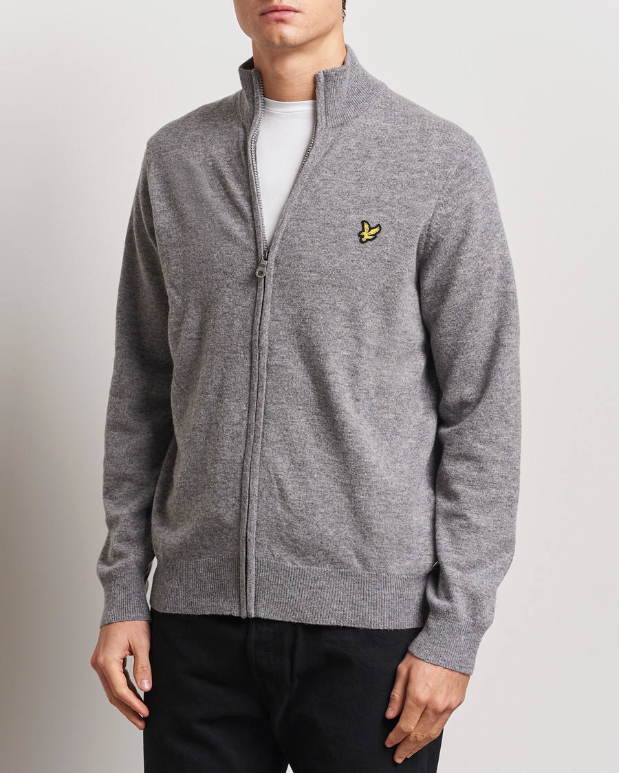 Herren | Pullover | Lyle & Scott | Lambswool Full Zip Mid Grey Marl