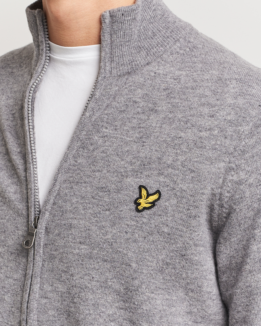 Herren | Pullover | Lyle & Scott | Lambswool Full Zip Mid Grey Marl