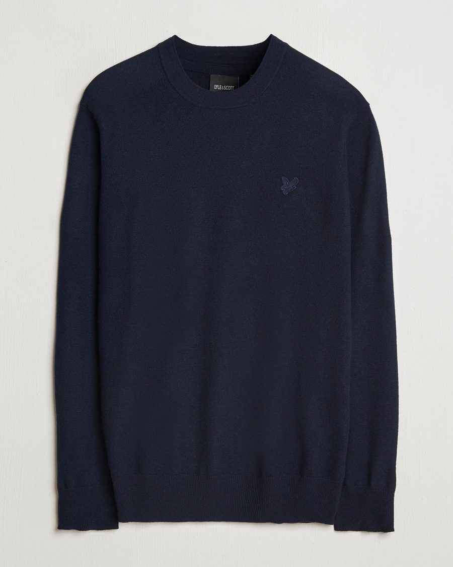 Herren | Pullover | Lyle & Scott | Tonal Eagle Lambswool Crew Neck Dark Navy
