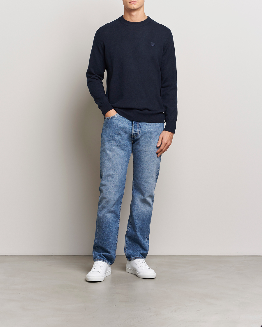 Herren | Pullover | Lyle & Scott | Tonal Eagle Lambswool Crew Neck Dark Navy