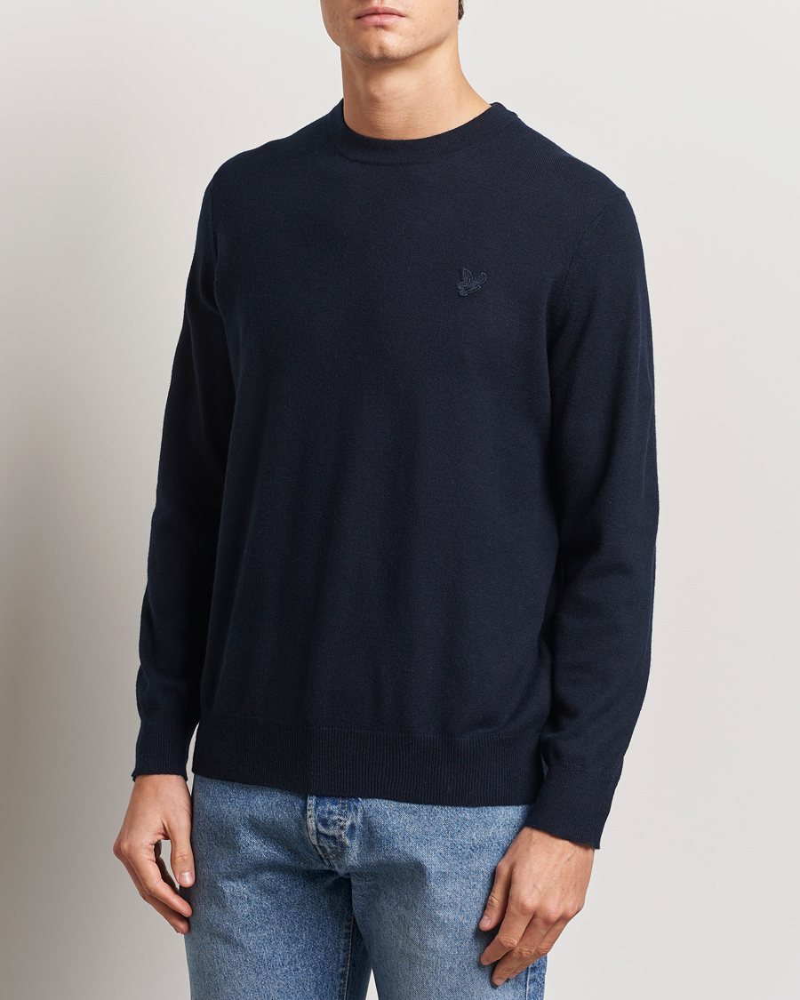 Herren | Pullover | Lyle & Scott | Tonal Eagle Lambswool Crew Neck Dark Navy
