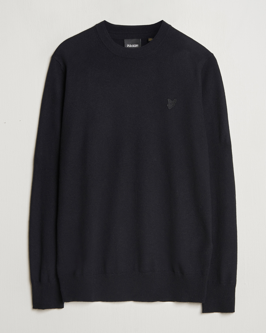 Herren | Pullover | Lyle & Scott | Tonal Eagle Lambswool Crew Neck Jet Black