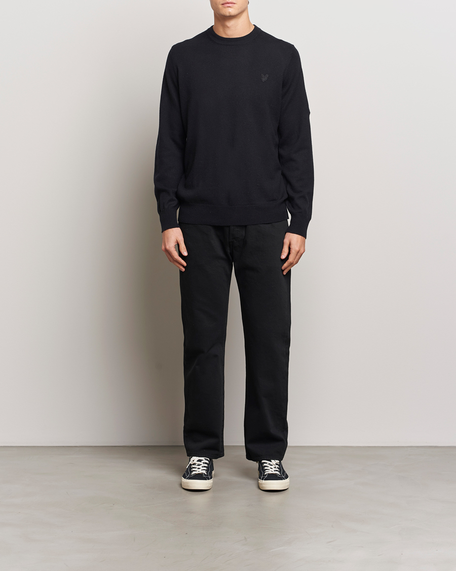 Herren | Pullover | Lyle & Scott | Tonal Eagle Lambswool Crew Neck Jet Black