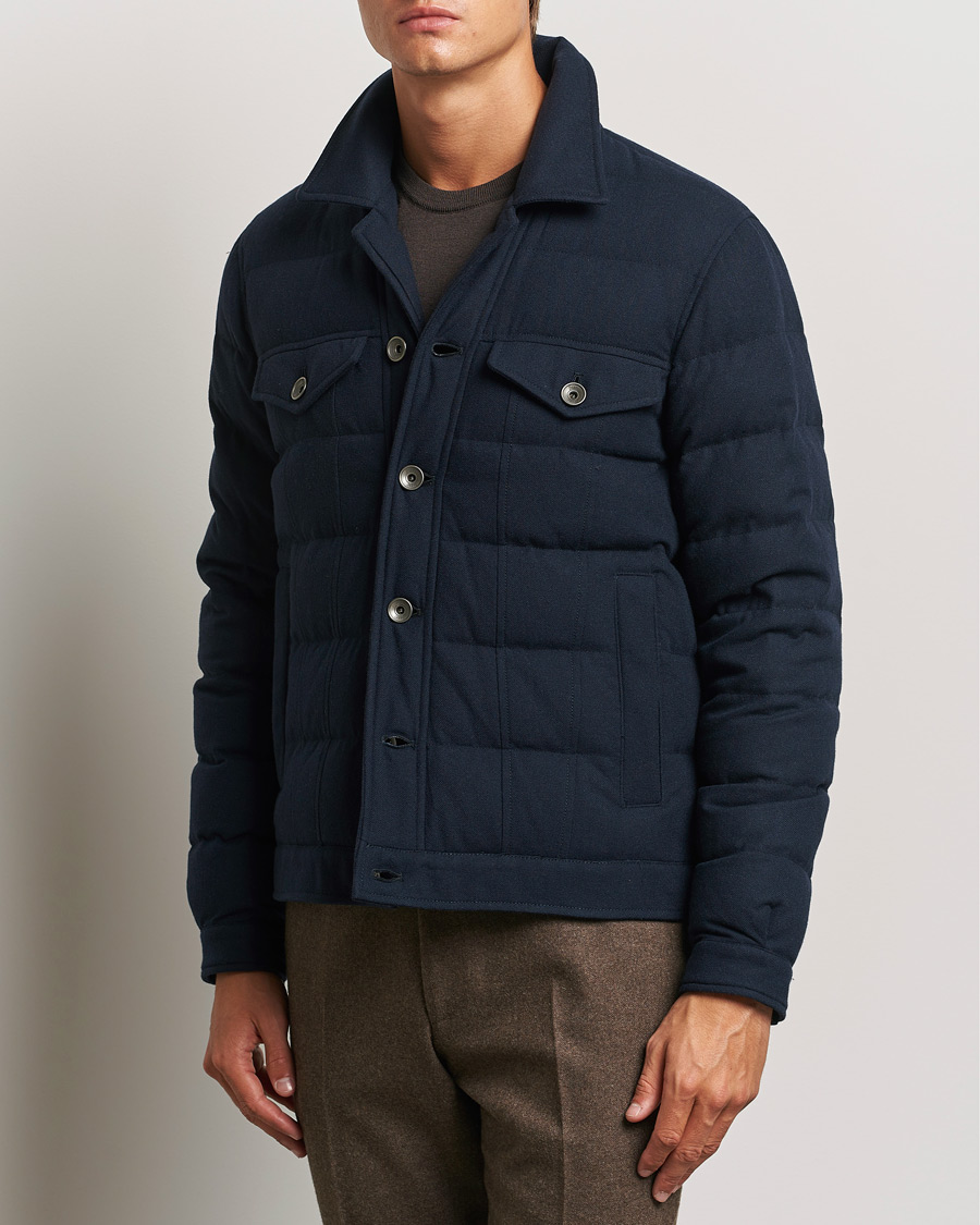 Herren | Jacken | Herno | Cashmere Down Biker Jacket Navy