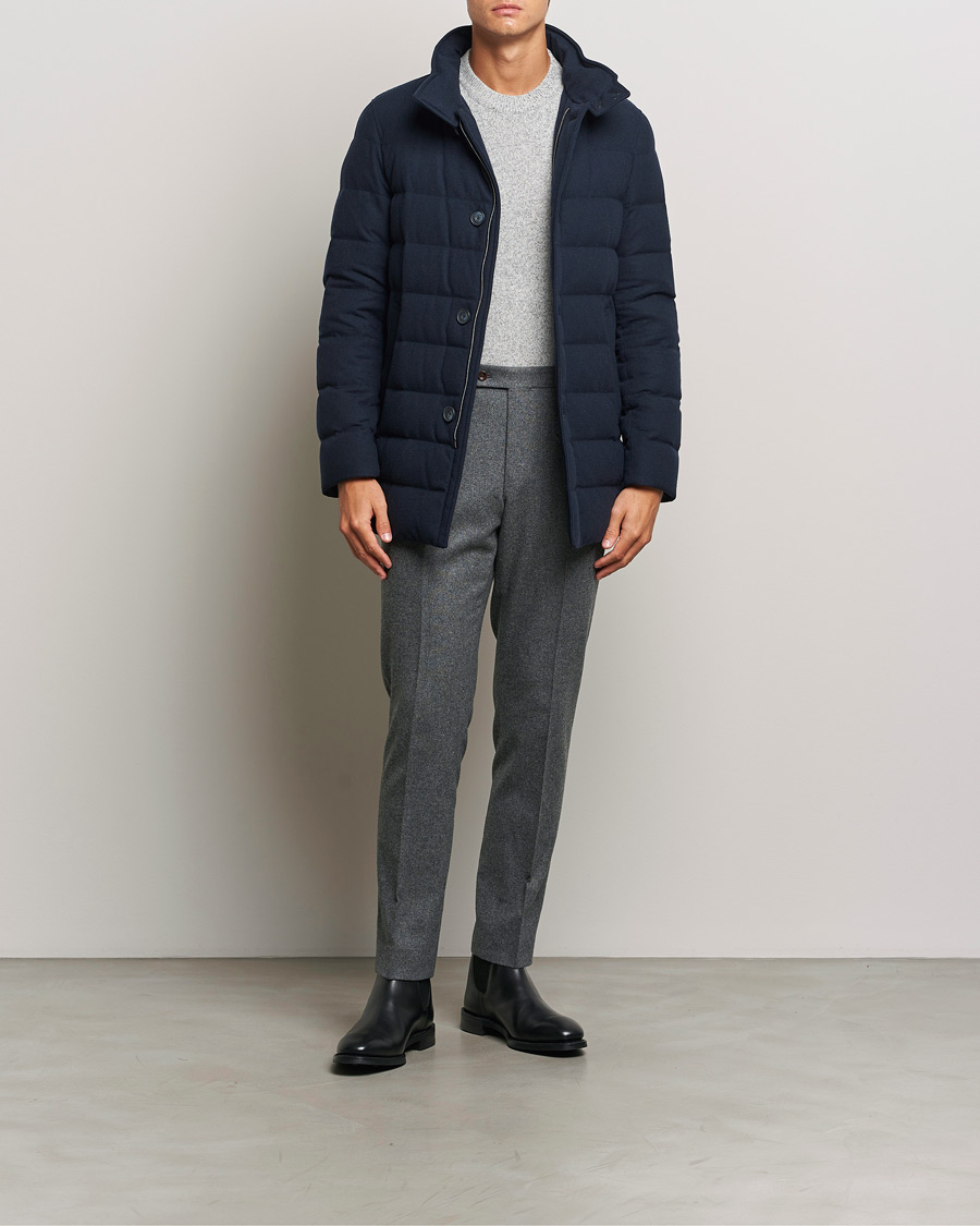 Herren | Jacken | Herno | Cashmere Flannel Down Coat Navy