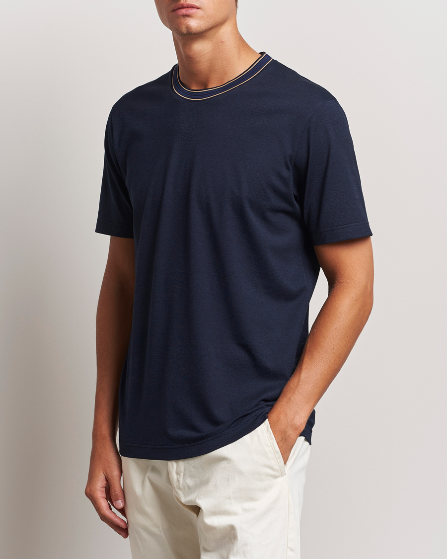 Herren | T-Shirts | Orlebar Brown | OB Standard Ribbon Tipping T-Shirt Night Iris