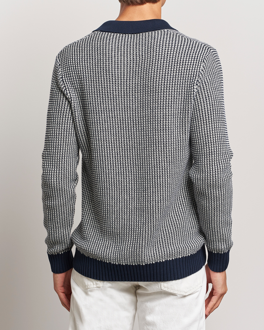 Herren | Pullover | Orlebar Brown | Horton Long Sleeve Knited Poloshirt Night Iris/White