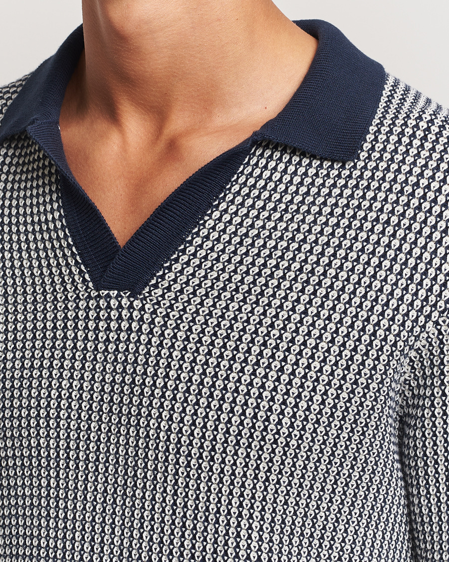 Herren | Pullover | Orlebar Brown | Horton Long Sleeve Knited Poloshirt Night Iris/White
