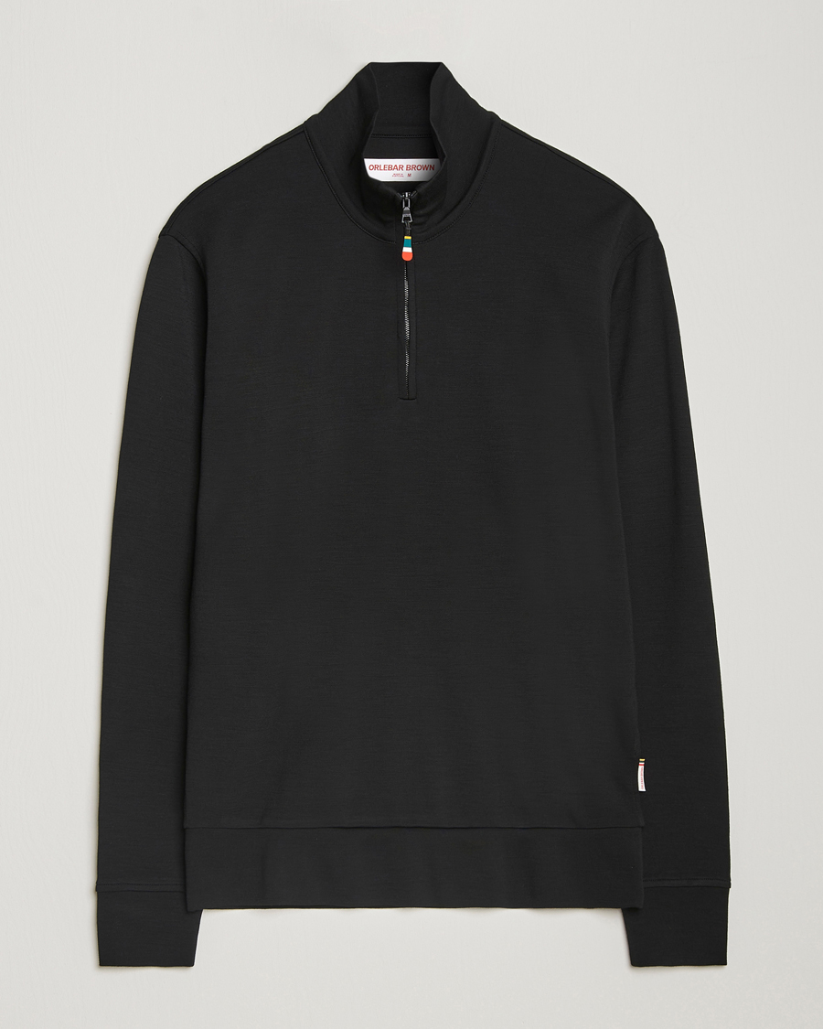 Herren | Pullover | Orlebar Brown | Isar Graphite Merino Half Zip Black